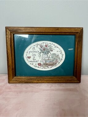 Framed 'A Grandma's Love is the Sweetest' Wall Art - Teal Mat
